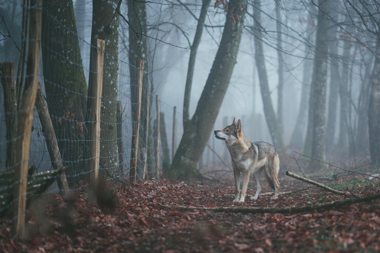 मुफ़्त फोटो digoin, france - may 05, 2020: misty wolf