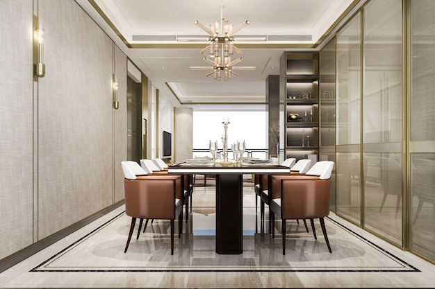 dining set in modern luxury dining room
