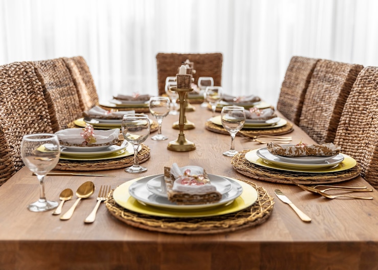 Free Photo dining table with plates