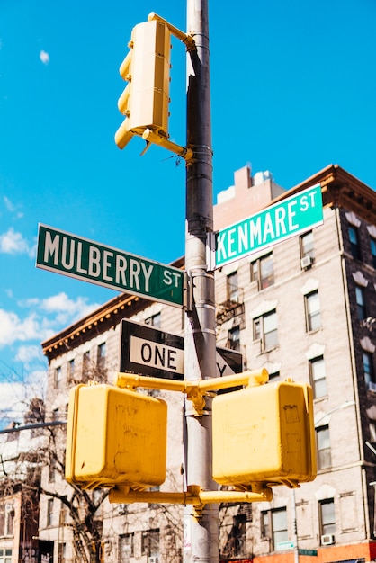 Directional sign board in city