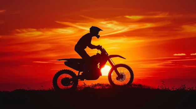 Dirt bike rider participating in races and circuits for the adventure thrill with motorcycle