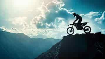 Free photo dirt bike rider participating in races and circuits for the adventure thrill with motorcycle