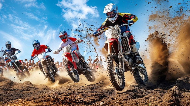 Free photo dirt bike rider with his motorcycle racing in circuits for adventure