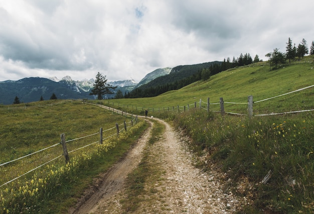 Free photo dirt road through a valley