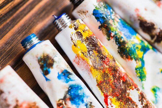 Dirty tubes with paints