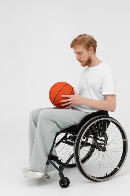 Free photo disabled basketball male player