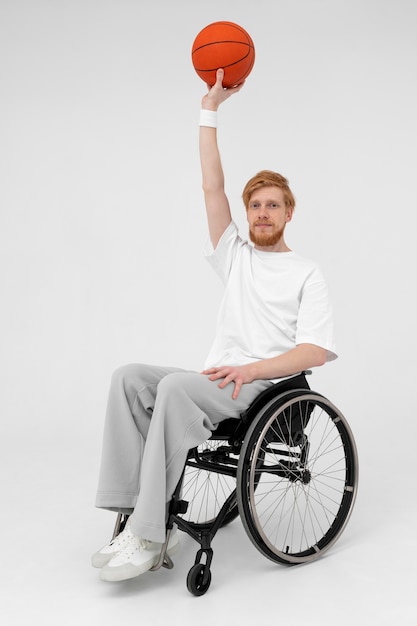 Free photo disabled basketball male player