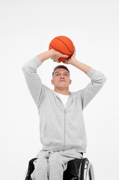 Free photo disabled basketball male player