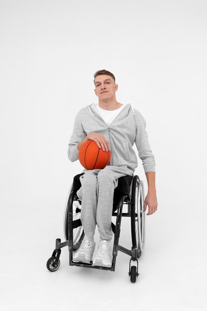 Free photo disabled basketball male player