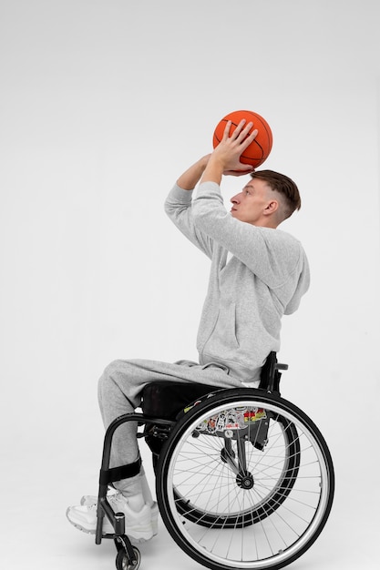 Free photo disabled basketball male player