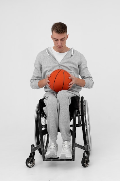 Free photo disabled basketball male player