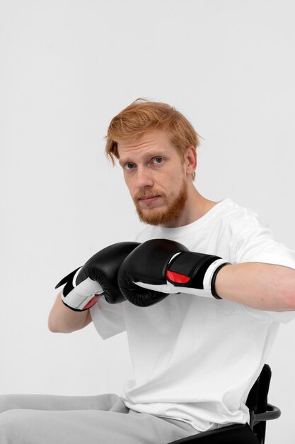 Disabled boxing player in a wheelchair