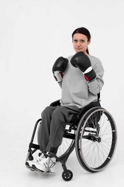 Disabled boxing player in a wheelchair