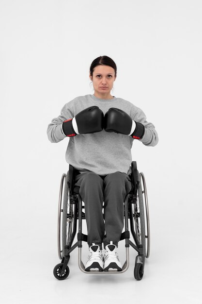 Disabled boxing player in a wheelchair