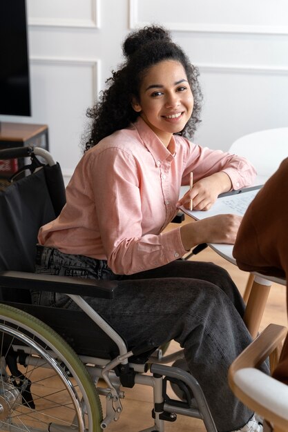 Disabled person having fun with friends