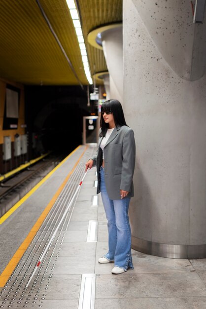 Disabled person travelling in the city