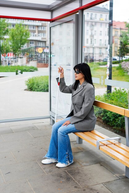 Disabled person travelling in the city