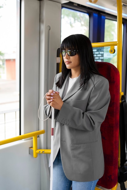 Disabled person travelling in the city