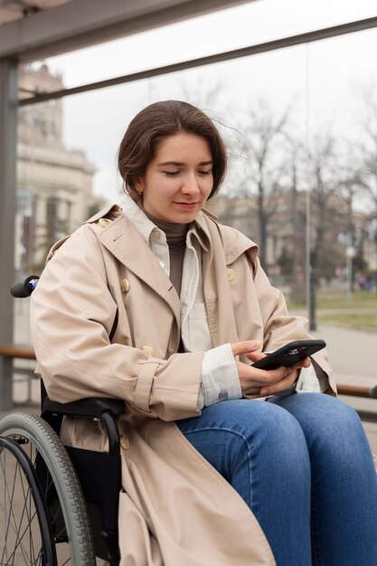 Disabled person travelling in the city