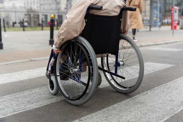 Disabled person travelling in the city