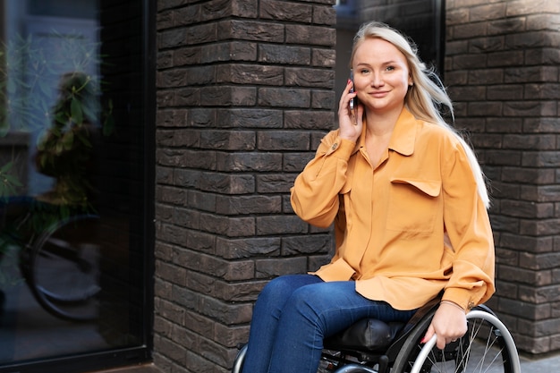 Disabled person in wheelchair on the street