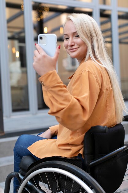 Disabled person in wheelchair on the street