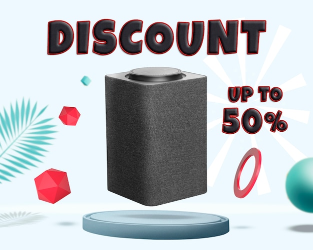 Discount on bluetooth speaker on podium