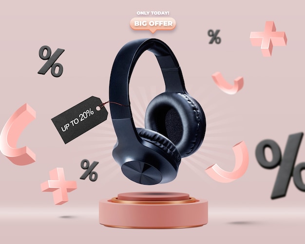 Discount on headphones on podium