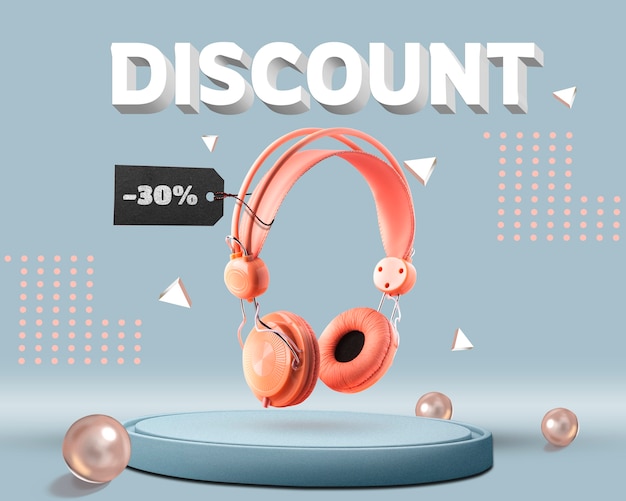 Discount on headphones on podium