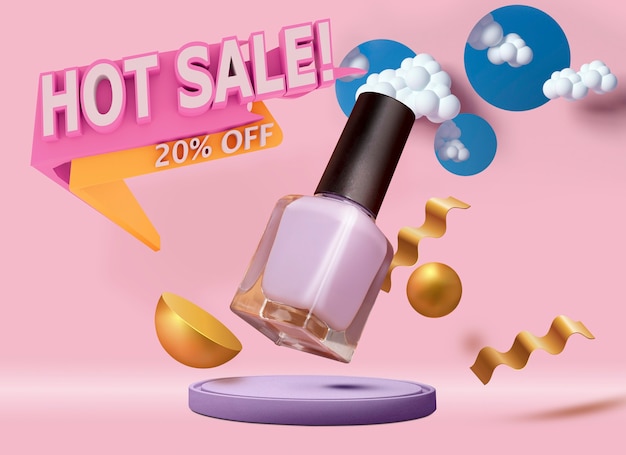 Discount on nail polish on podium