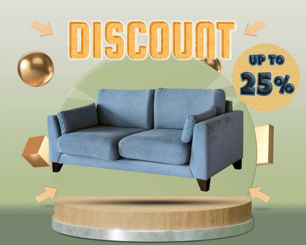 Free photo discount on sofa on podium