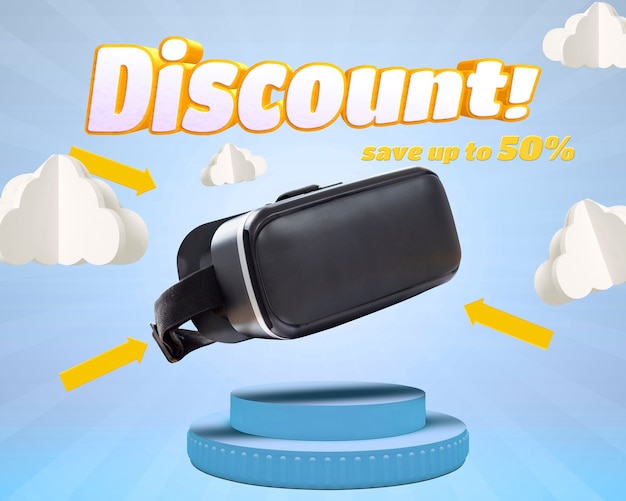Discount on vr glasses on podium
