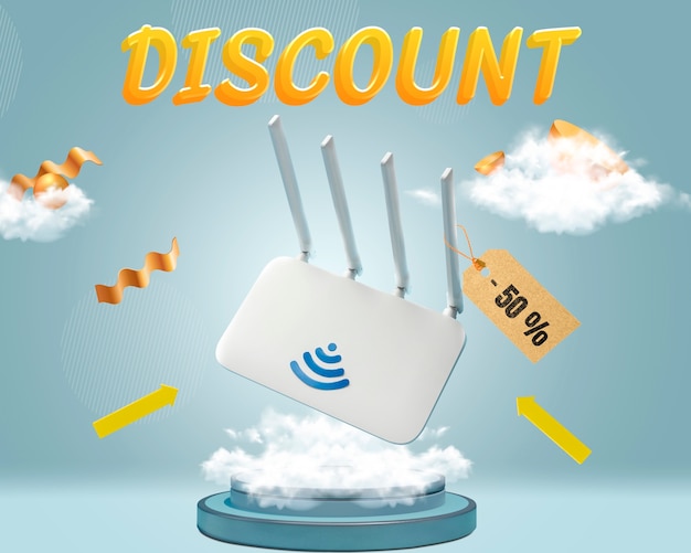 Discount on wi-fi router on podium
