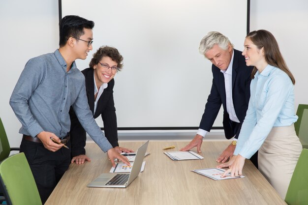 discussing young room successful meeting