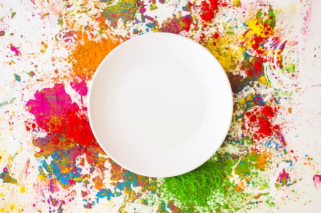 Dish on blurs of different bright dry colors
