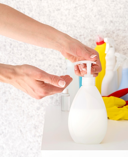 Disinfection equipment on table