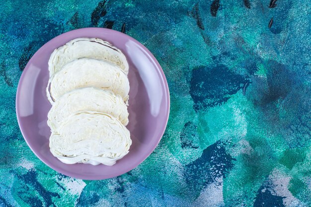 A display of sliced cabbage on a plate