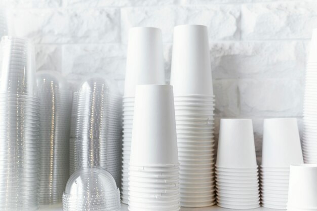 Disposable coffee cups arrangement