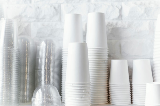 Disposable coffee cups arrangement