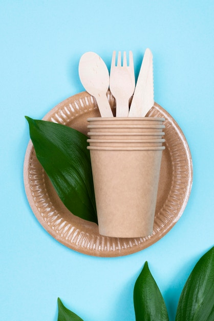 Disposable plates with cups and cutlery