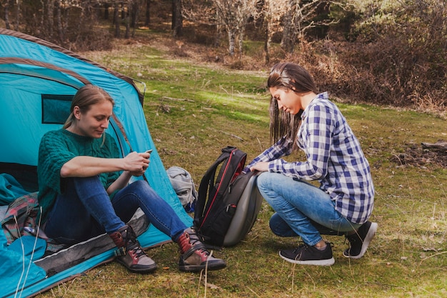 Distracted girls in the field