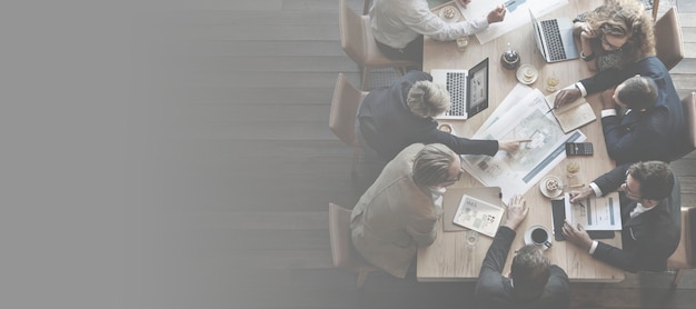 Free photo diverse businesspeople having a meeting