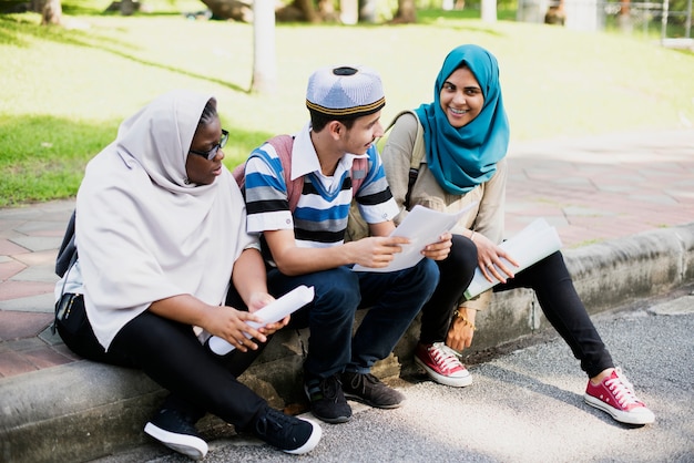 Free photo diverse children hanging out together