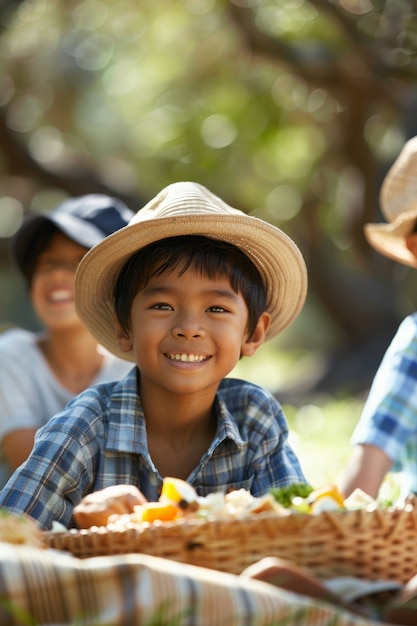 Free photo diverse kids enjoying picnic day