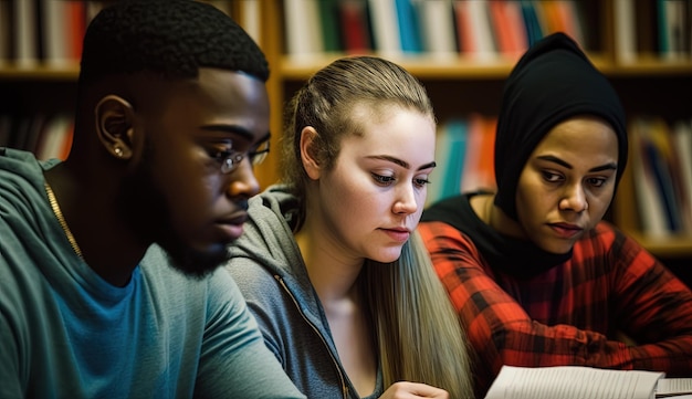 Diverse multiethnic kids junior school students group study together in classroom generative ai