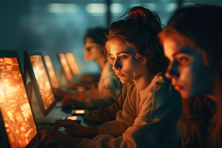 Free Photo diverse people addicted to their smart devices scrolling through and looking into their screens