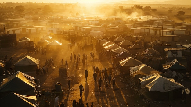 Foto gratuita diverse persone nei campi di rifugiati