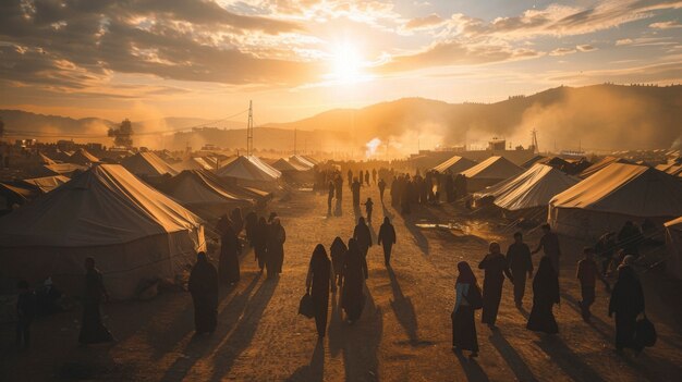 Foto gratuita diverse persone nei campi di rifugiati