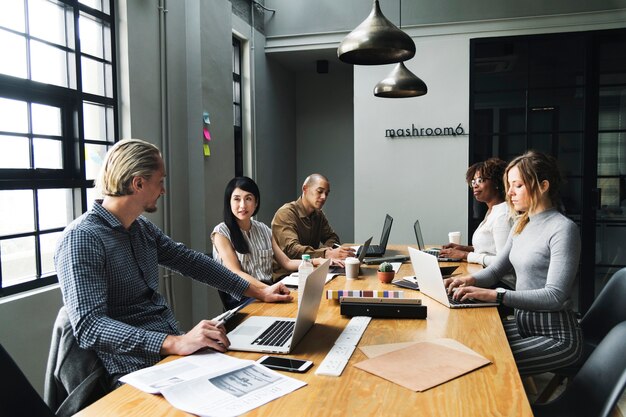 Diverse people working at an office