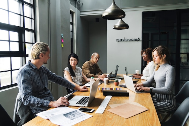 Diverse people working at an office